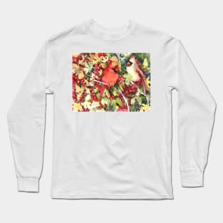 two cardinal birds in the woods Long Sleeve T-Shirt